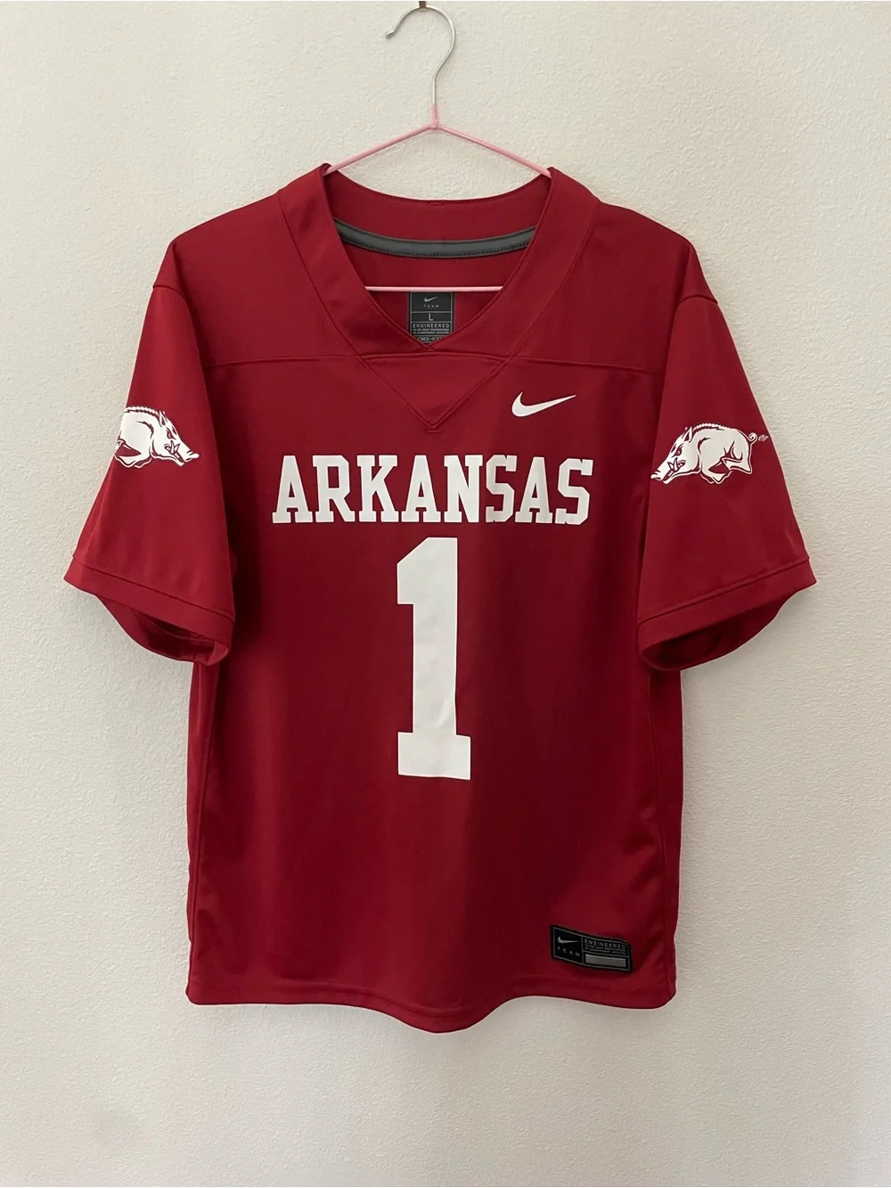 Nike Youth Arkansas Football Jersey - Red & White